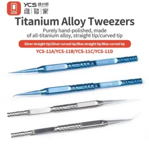 YCS Repair Titanium Alloy Curved Pointed Tweezers for Mobile Phone Computer Motherboard Chip Flying Wire Clamping Tweezers Tool