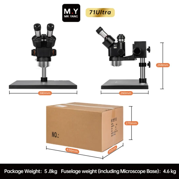 YCS Mr Yang 71 Ultra binocular stereo microscope with wide metal base for mobile phone motherboard repair.