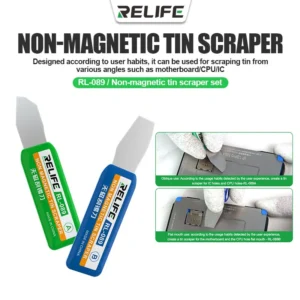 RELIFE RL 089 Multi slope Non magnetic Tin Scraper Set for Scraping Tin on Motherboard CPU Straight Hole/IC hole/CPU